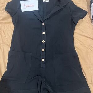 Show Me Your MuMu Black Button-Up Romper